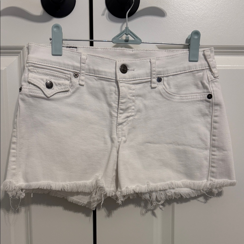 True Religion White Jean Shorts
